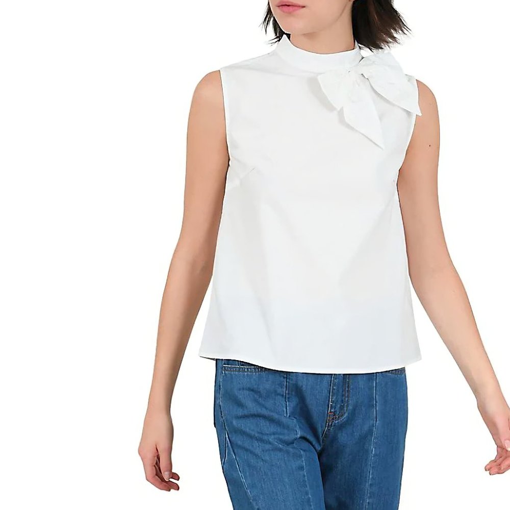 NEW! Molly Bracken Lili Sidonio Sleeveless Woven Cotton White Top, Size XS - Picture 3 of 13